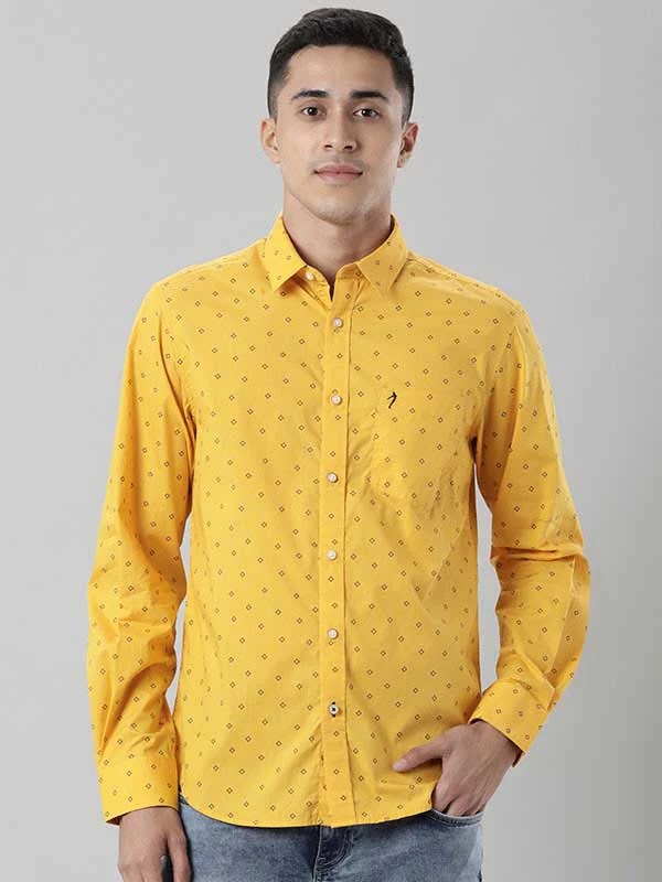 Indian Terrain Men All Over Print Yellow Shirt